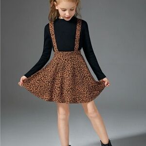 Leopard Print Suspender Skirt for Kids